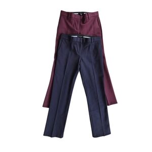 Ann Taylor Sophia Straight Leg Career  Burgundy Navy Cropped Trousers 2P Bundle